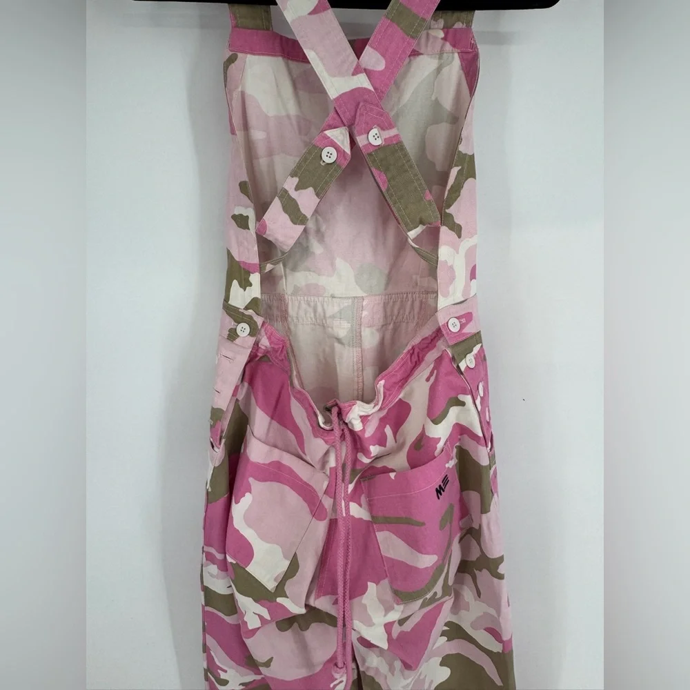 ME Melody Eshani Streetwear Y2K Pink and Green Camouflage Baggy Overalls - Picture 4 of 4